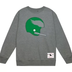 Men Mitchell & Ness Hoodies & Sweatshirts-Team Helmet Crew Philadelphia Eagles
