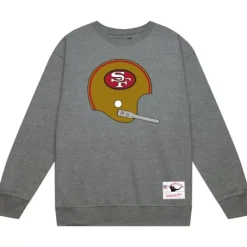 Men Mitchell & Ness Hoodies & Sweatshirts-Team Helmet Crew San Francisco 49Ers
