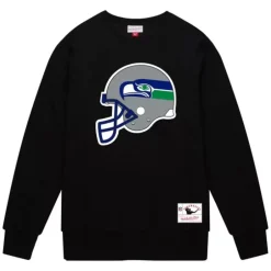 Men Mitchell & Ness Hoodies & Sweatshirts-Team Helmet Crew Seattle Seahawks