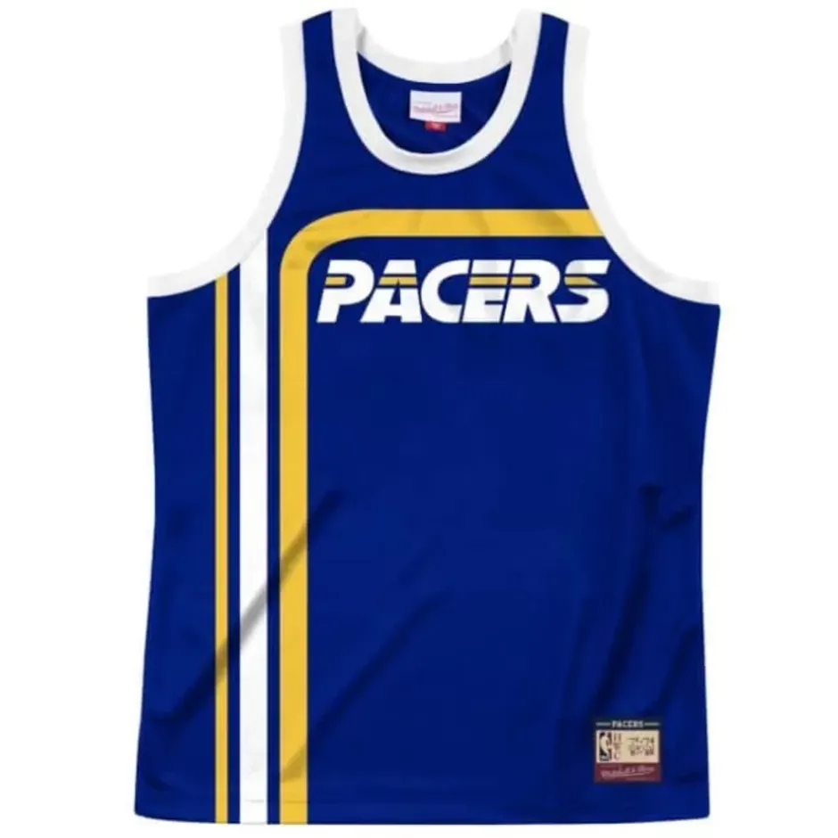 Men Mitchell & Ness T-Shirts & Tops-Team Heritage Tank Indiana Pacers 1971-87