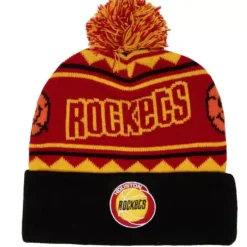 Mitchell & Ness Knit-Team Isle Pom Beanie Hwc Houston Rockets