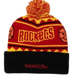 Mitchell & Ness Knit-Team Isle Pom Beanie Hwc Houston Rockets