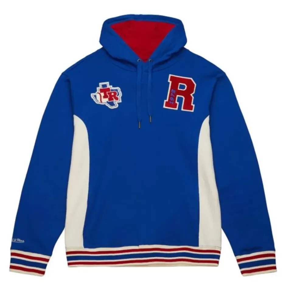 Men Mitchell & Ness Hoodies & Sweatshirts-Team Legacy French Terry Hoodie Texas Rangers