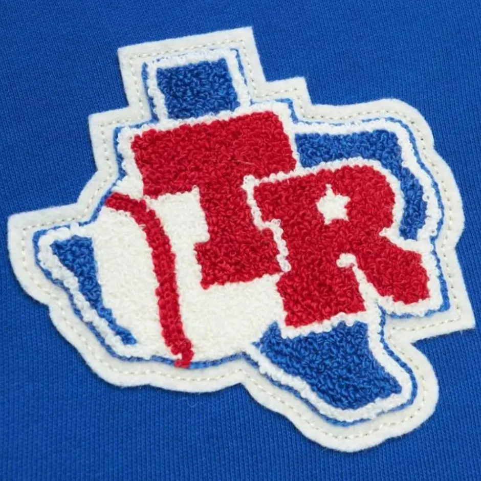 Men Mitchell & Ness Hoodies & Sweatshirts-Team Legacy French Terry Hoodie Texas Rangers