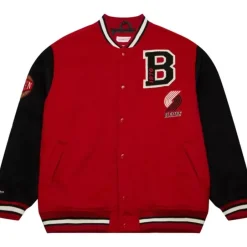 Men Mitchell & Ness Jackets & Outerwear-Team Legacy Varsity Jacket Portland Trail Blazers