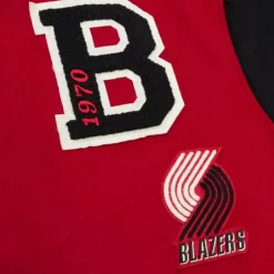 Men Mitchell & Ness Jackets & Outerwear-Team Legacy Varsity Jacket Portland Trail Blazers