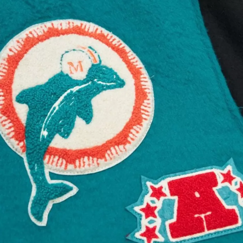 Men Mitchell & Ness Jackets & Outerwear-Team Legacy Varsity Jacket Miami Dolphins