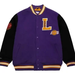 Men Mitchell & Ness Jackets & Outerwear-Team Legacy Varsity Jacket Los Angeles Lakers