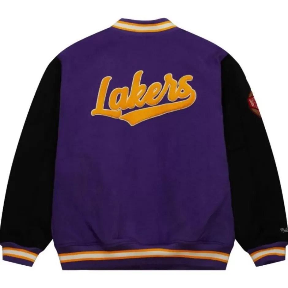 Men Mitchell & Ness Jackets & Outerwear-Team Legacy Varsity Jacket Los Angeles Lakers