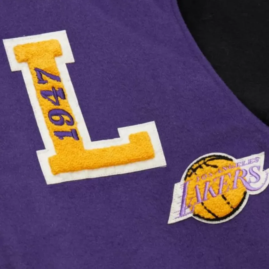 Men Mitchell & Ness Jackets & Outerwear-Team Legacy Varsity Jacket Los Angeles Lakers