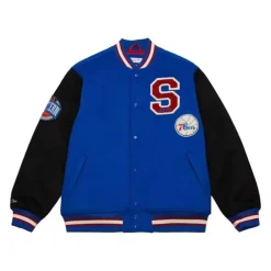 Men Mitchell & Ness Jackets & Outerwear-Team Legacy Varsity Jacket Philadelphia 76Ers