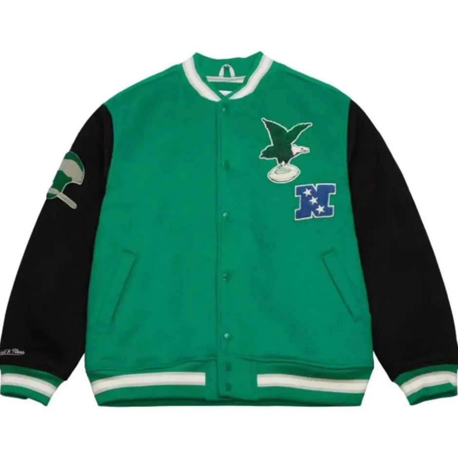 Men Mitchell & Ness Jackets & Outerwear-Team Legacy Varsity Jacket Philadelphia Eagles