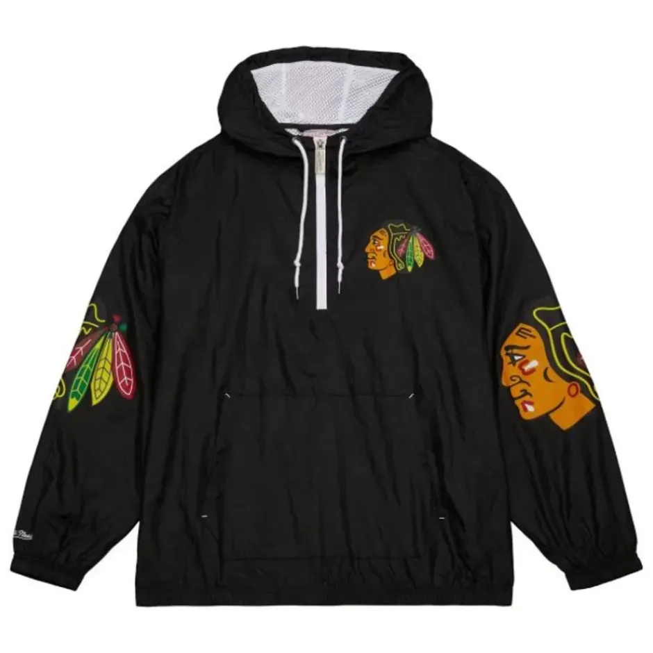 Men Mitchell & Ness Jackets & Outerwear-Team Og 2.0 Anorak Windbreaker Chicago Blackhawks