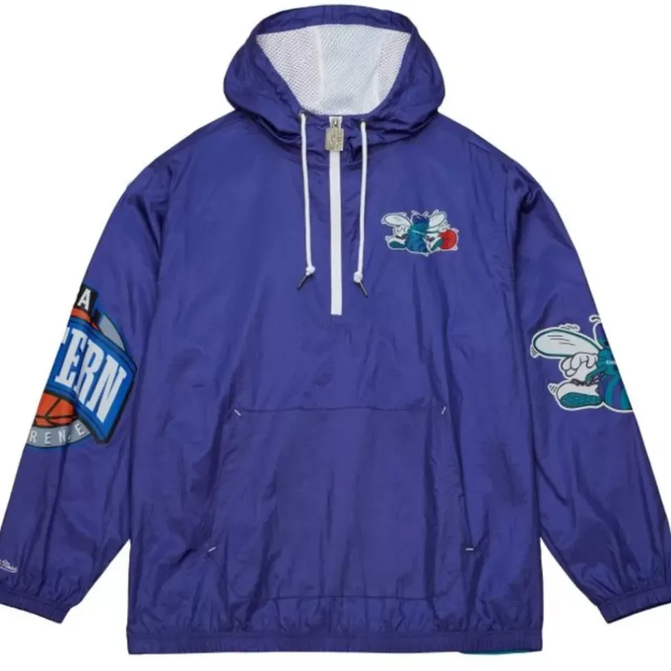 Men Mitchell & Ness Jackets & Outerwear-Team Og 2.0 Anorak Windbreaker Charlotte Hornets