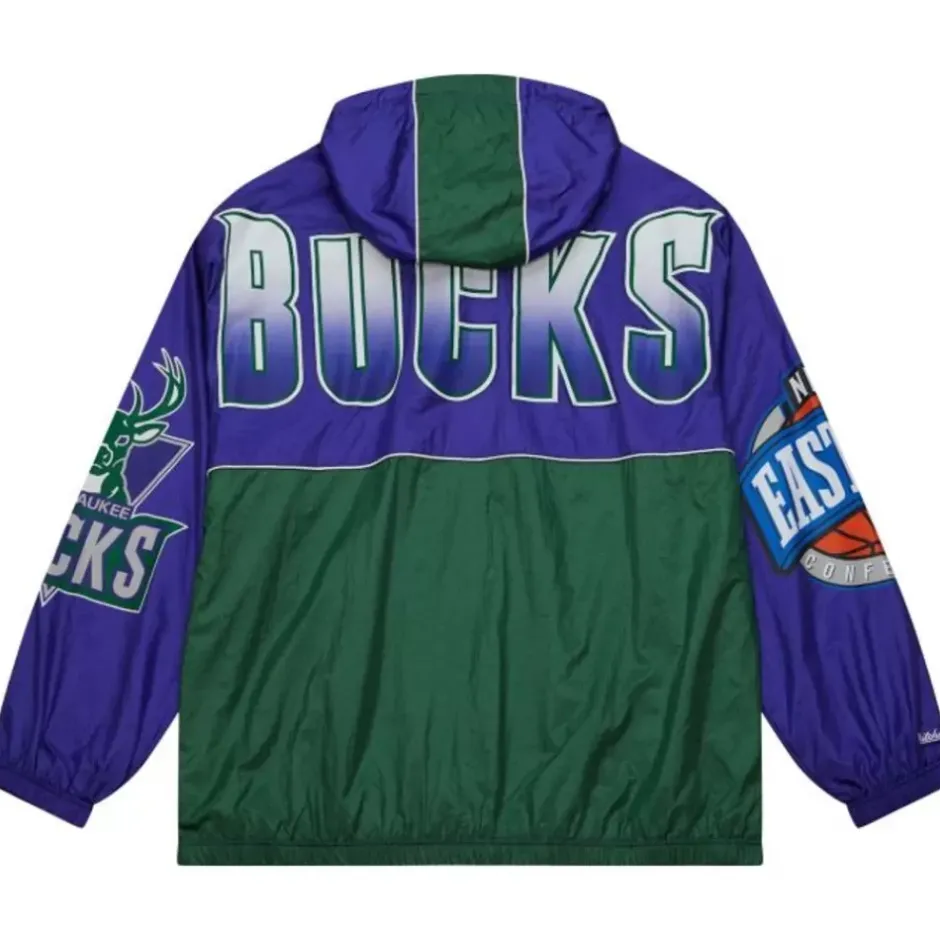Men Mitchell & Ness Jackets & Outerwear-Team Og 2.0 Anorak Windbreaker Milwaukee Bucks