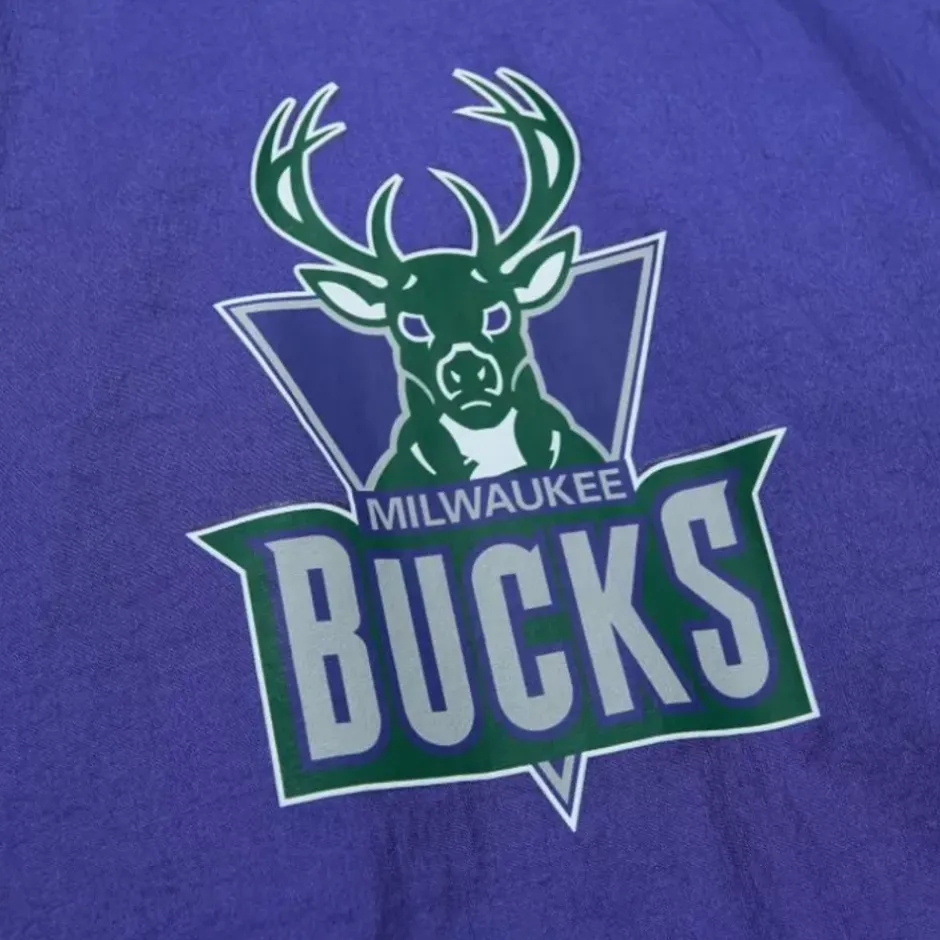 Men Mitchell & Ness Jackets & Outerwear-Team Og 2.0 Anorak Windbreaker Milwaukee Bucks