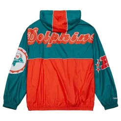 Men Mitchell & Ness Jackets & Outerwear-Team Og 2.0 Anorak Windbreaker Miami Dolphins