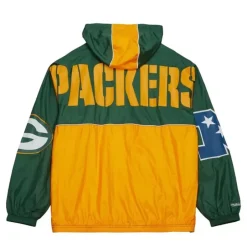 Men Mitchell & Ness Jackets & Outerwear-Team Og 2.0 Anorak Windbreaker Green Bay Packers