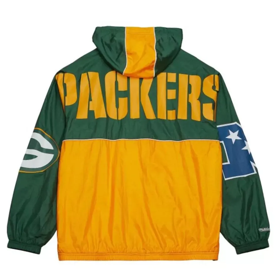 Men Mitchell & Ness Jackets & Outerwear-Team Og 2.0 Anorak Windbreaker Green Bay Packers