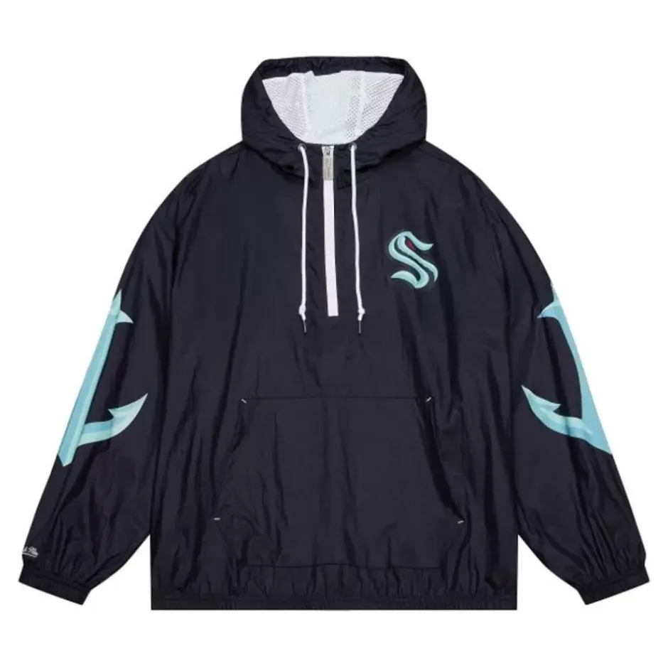 Men Mitchell & Ness Jackets & Outerwear-Team Og 2.0 Anorak Windbreaker Seattle Kraken