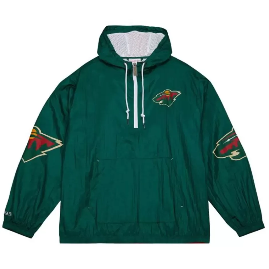 Men Mitchell & Ness Jackets & Outerwear-Team Og 2.0 Anorak Windbreaker Minnesota Wild