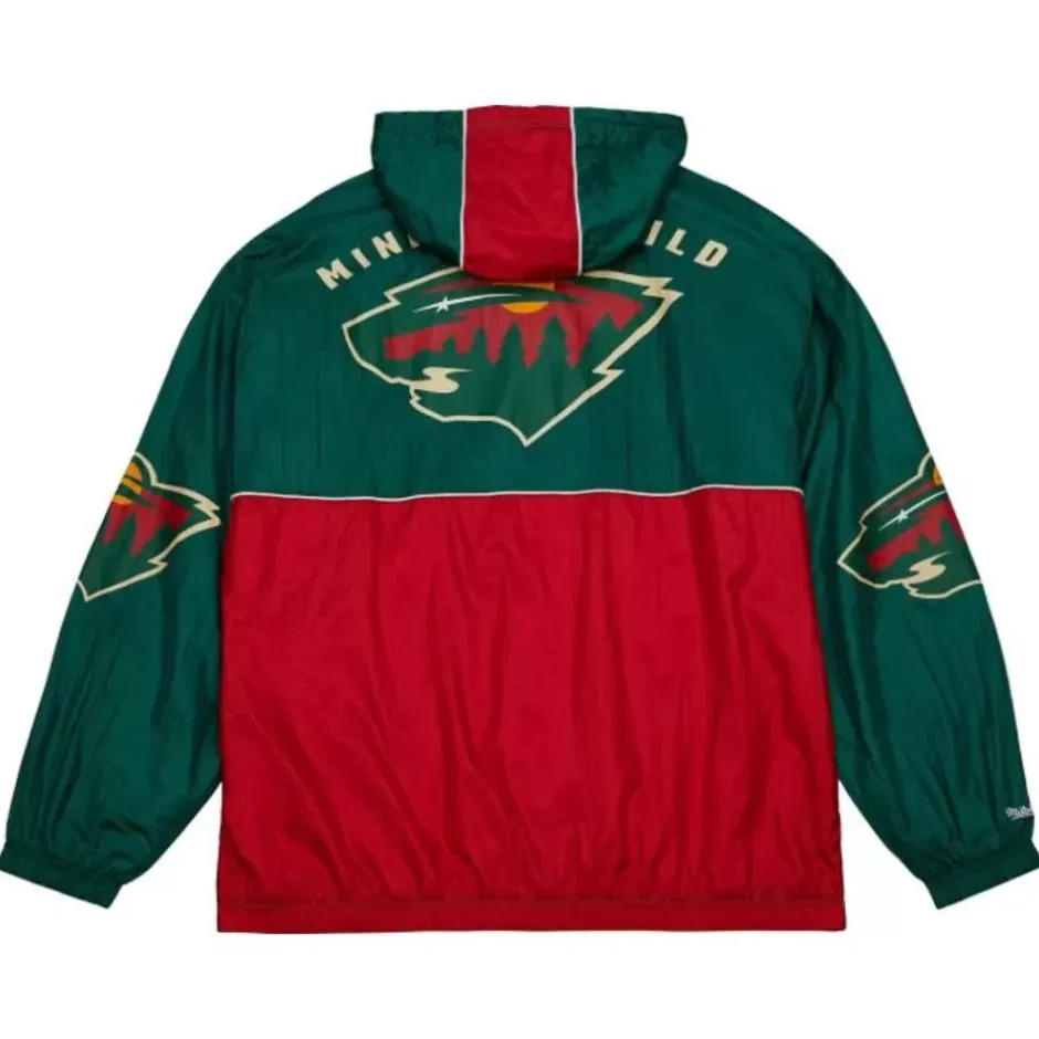 Men Mitchell & Ness Jackets & Outerwear-Team Og 2.0 Anorak Windbreaker Minnesota Wild