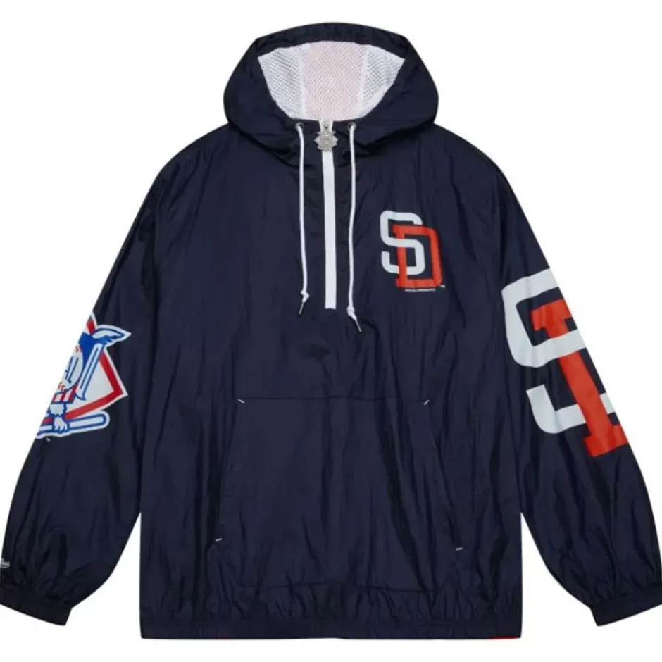 Men Mitchell & Ness Jackets & Outerwear-Team Og 2.0 Anorak Windbreaker San Diego Padres