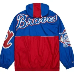 Men Mitchell & Ness Jackets & Outerwear-Team Og 2.0 Anorak Windbreaker Atlanta Braves