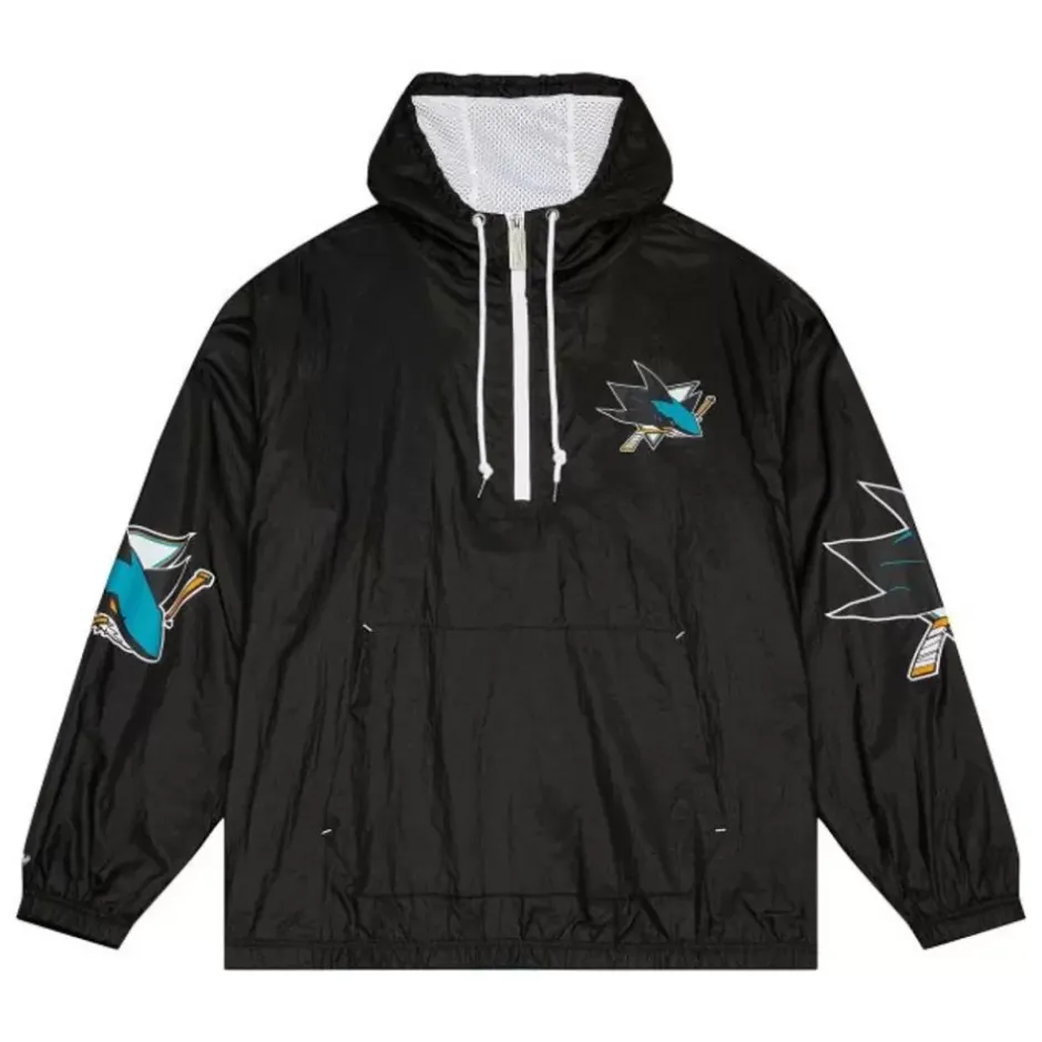 Men Mitchell & Ness Jackets & Outerwear-Team Og 2.0 Anorak Windbreaker San Jose Sharks