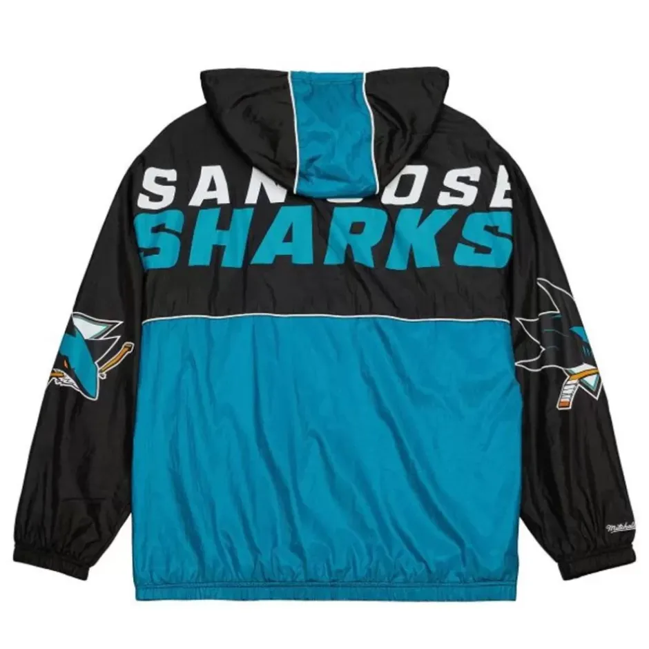 Men Mitchell & Ness Jackets & Outerwear-Team Og 2.0 Anorak Windbreaker San Jose Sharks