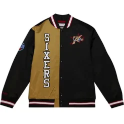 Men Mitchell & Ness Jackets & Outerwear-Team Og 2.0 Lightweight Satin Jacket Philadelphia 76Ers