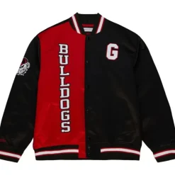 Men Mitchell & Ness Jackets & Outerwear-Team Og 2.0 Lightweight Satin Jacket University Of Georgia