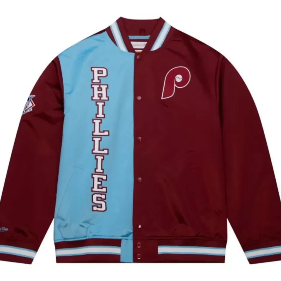 Men Mitchell & Ness Jackets & Outerwear-Team Og 2.0 Lightweight Satin Jacket Philadelphia Phillies