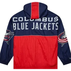 Men Mitchell & Ness Jackets & Outerwear-Team Og Anorak Windbreaker Columbus Blue Jackets