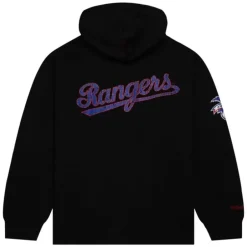 Men Mitchell & Ness Hoodies & Sweatshirts-Team Og Fleece Hoodie Texas Rangers