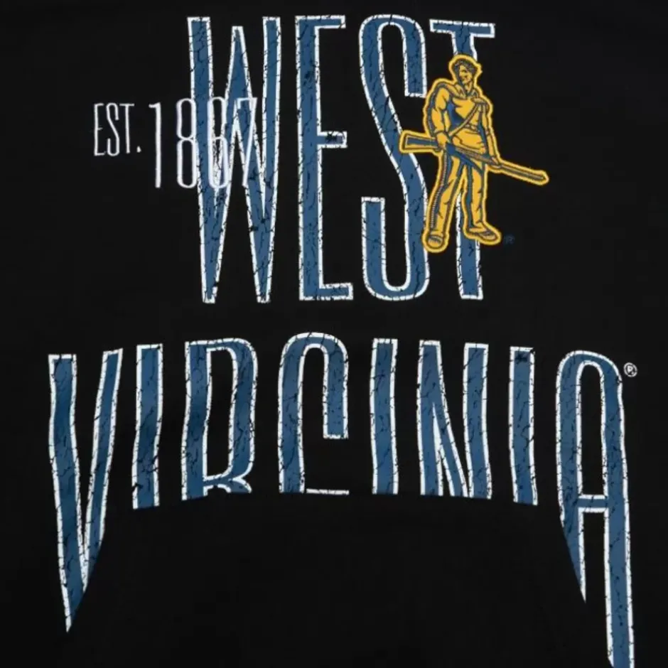 Men Mitchell & Ness Hoodies & Sweatshirts-Team Og Fleece Hoodie West Virginia University