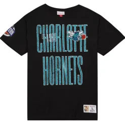 Men Mitchell & Ness T-Shirts & Tops-Team Og Premium Ss Tee Charlotte Hornets