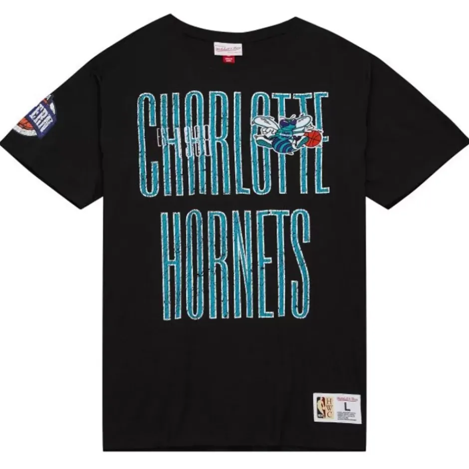 Men Mitchell & Ness T-Shirts & Tops-Team Og Premium Ss Tee Charlotte Hornets