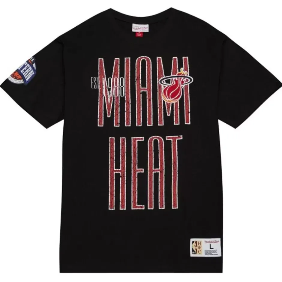 Men Mitchell & Ness T-Shirts & Tops-Team Og Premium Ss Tee Miami Heat