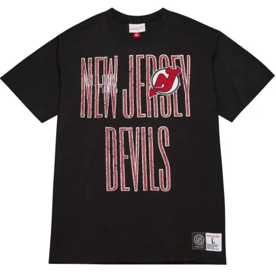 Men Mitchell & Ness T-Shirts & Tops-Team Og Premium Ss Tee New Jersey Devils