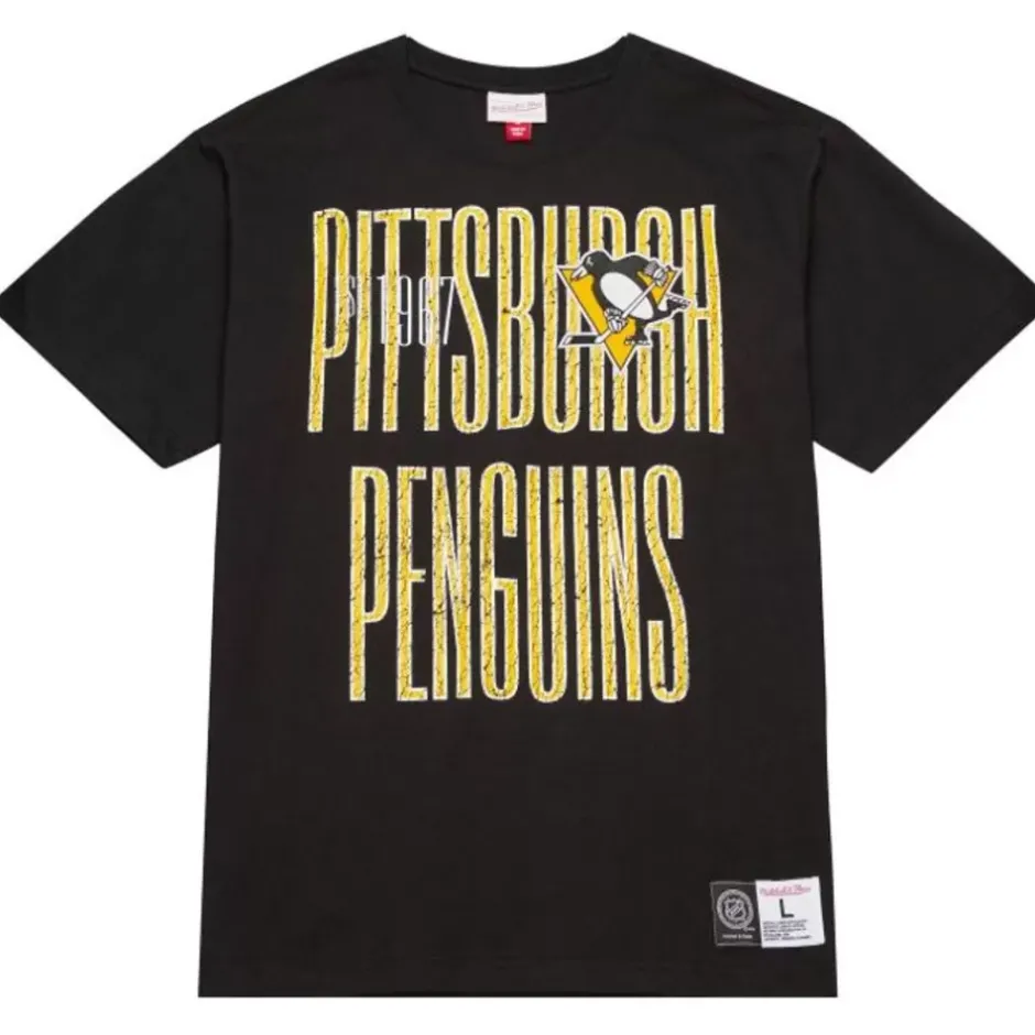 Men Mitchell & Ness T-Shirts & Tops-Team Og Premium Ss Tee Pittsburgh Penguins