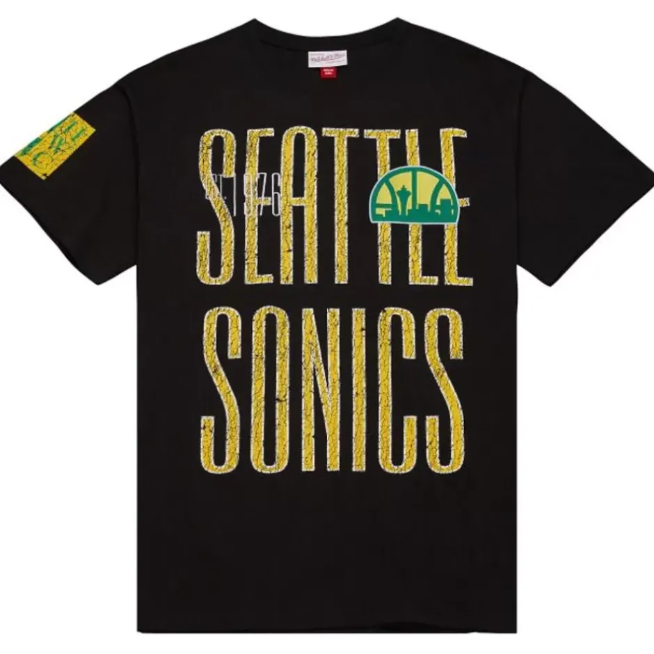 Men Mitchell & Ness T-Shirts & Tops-Team Og Premium Ss Tee Seattle Supersonics