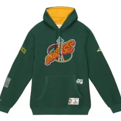 Men Mitchell & Ness Hoodies & Sweatshirts-Team Origins Fleece Hoody Seattle Supersonics