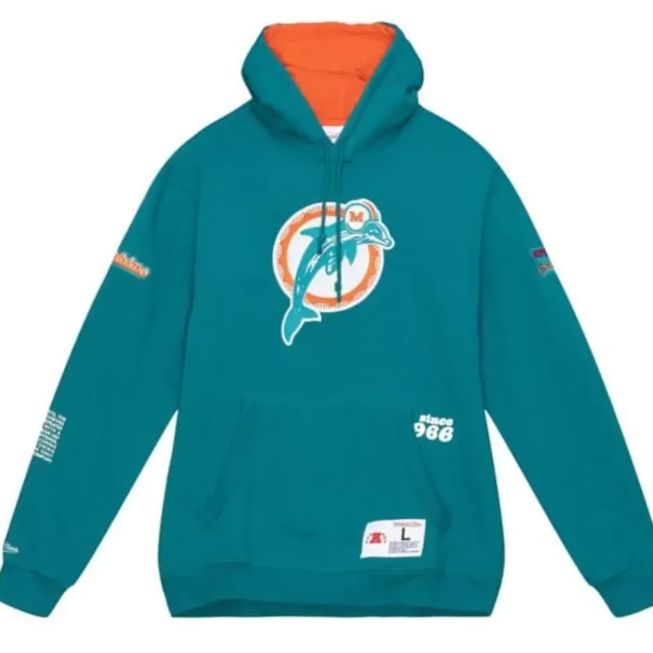 Men Mitchell & Ness Hoodies & Sweatshirts-Team Origins Fleece Hoody Miami Dolphins