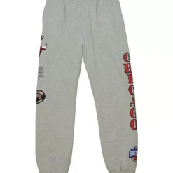 Men Mitchell & Ness Pants-Team Origins Fleece Pant Chicago Bulls