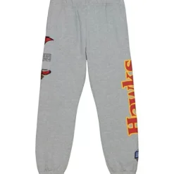 Men Mitchell & Ness Pants-Team Origins Fleece Pant Atlanta Hawks