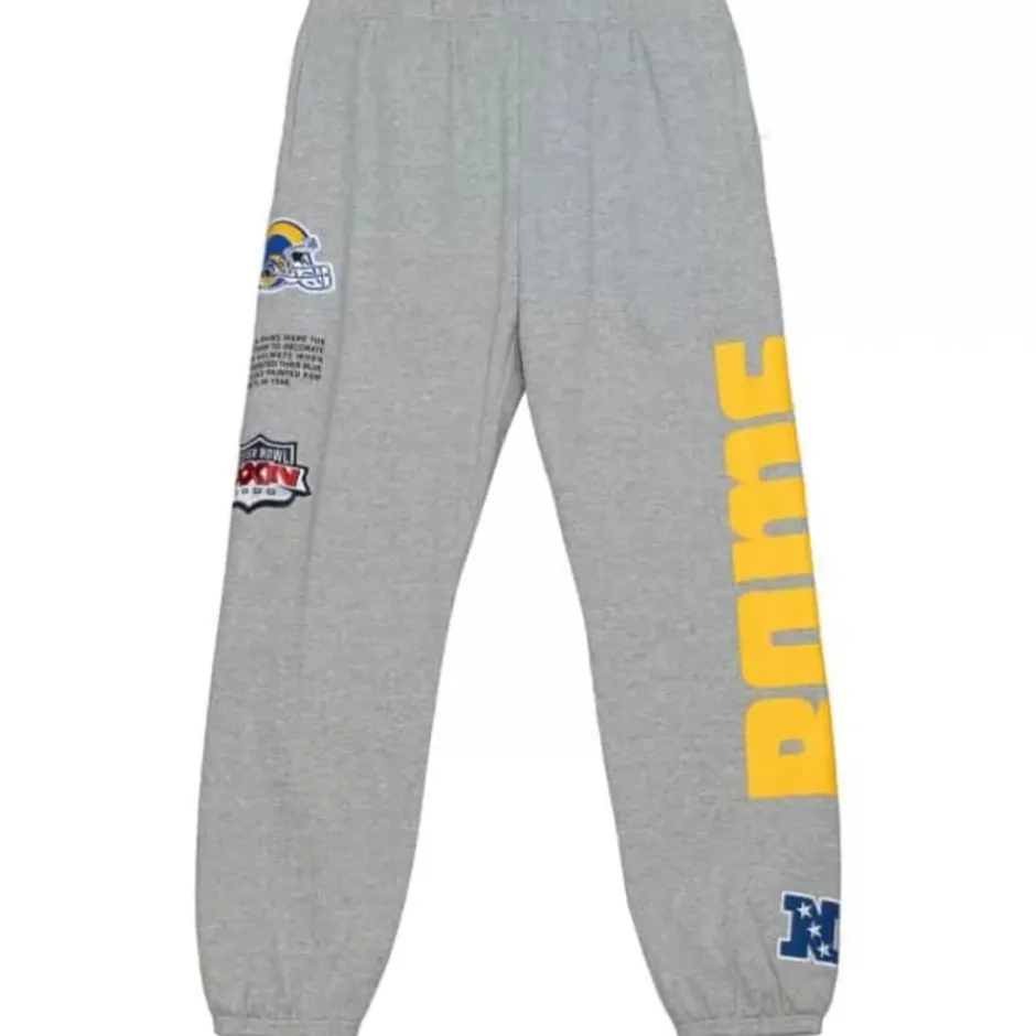 Men Mitchell & Ness Pants-Team Origins Fleece Pant Los Angeles Rams