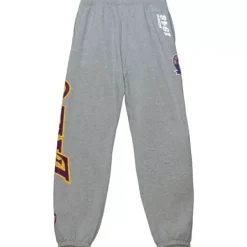 Men Mitchell & Ness Pants-Team Origins Fleece Pant Los Angeles Lakers