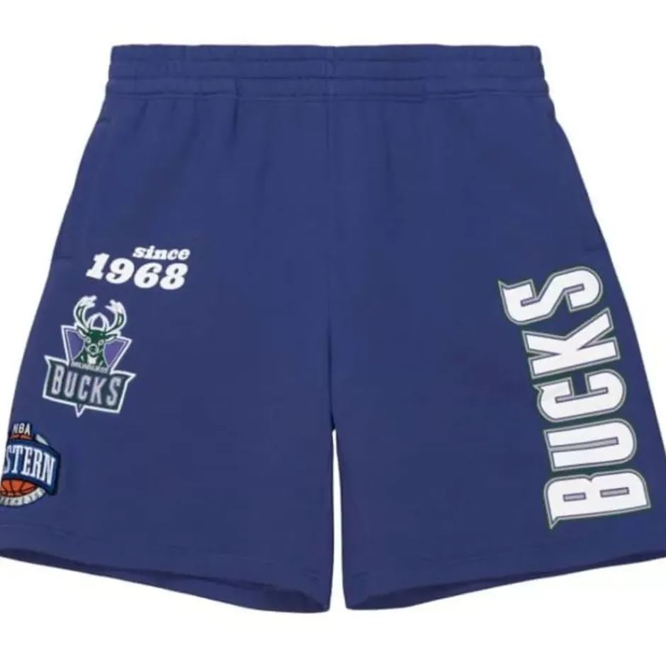 Men Mitchell & Ness Shorts-Team Origins Fleece Short Milwaukee Bucks