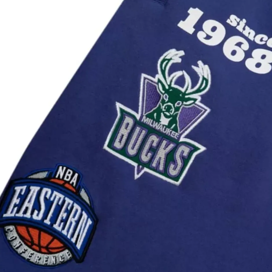 Men Mitchell & Ness Shorts-Team Origins Fleece Short Milwaukee Bucks